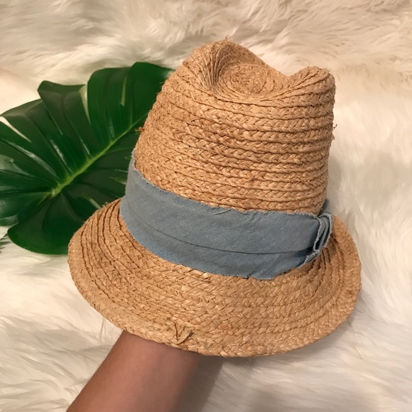 Scoop NYC Straw Chambray Bow Fedora - Picture 7 of 8